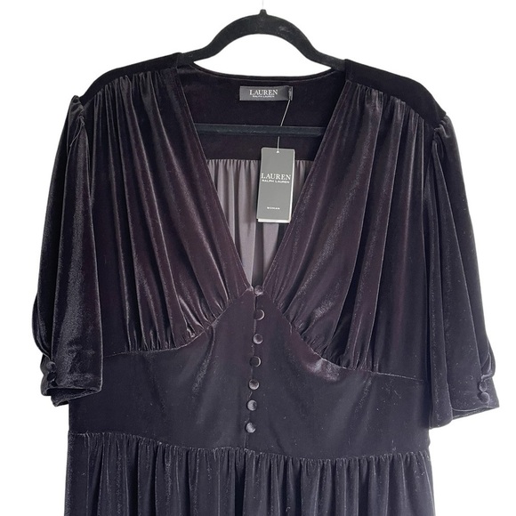 Lauren Ralph Lauren Velvet Puff Sleeve A-Line Dress Size 1X NWT - Picture 4 of 12